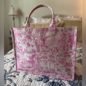 H&M PINK JACQUARD WEAVE TOTE  NWT